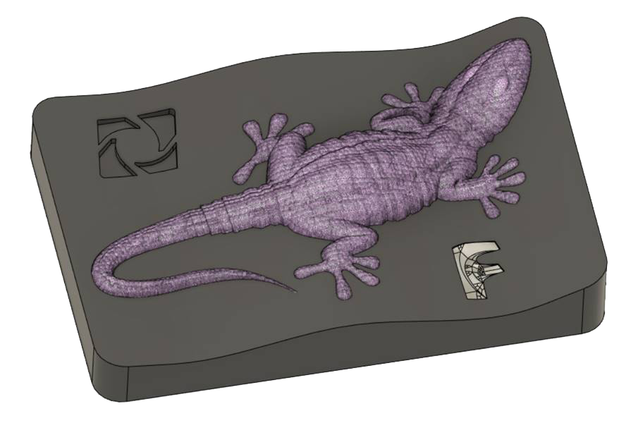 A lizzard programmed in Fusion360.