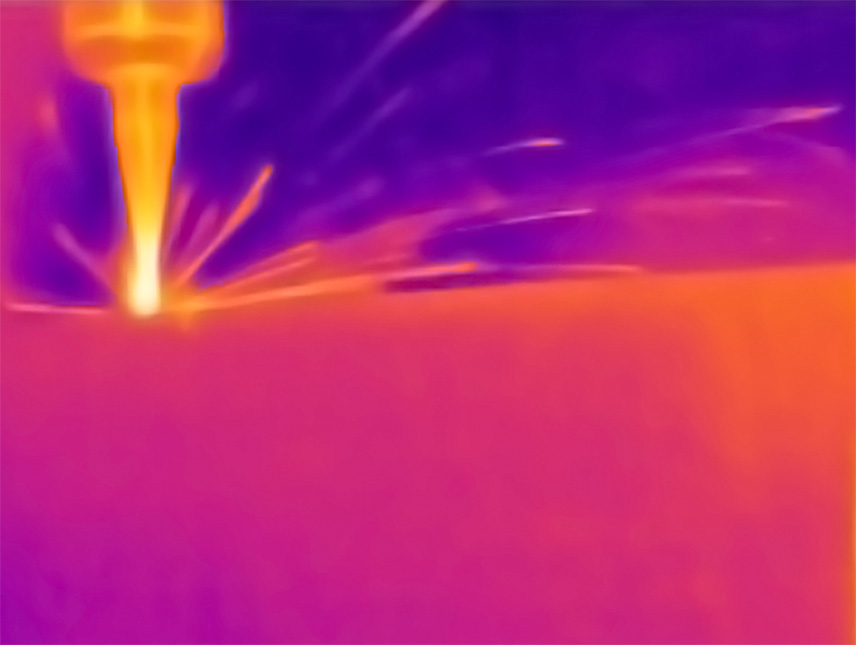 A thermal image of an Air Turbine Spindle® pneumatic cnc spindle in operation.